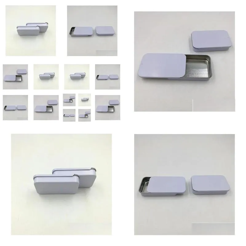 white sliding tin box mint packing box food container boxes small metal case size 80x50x15mm