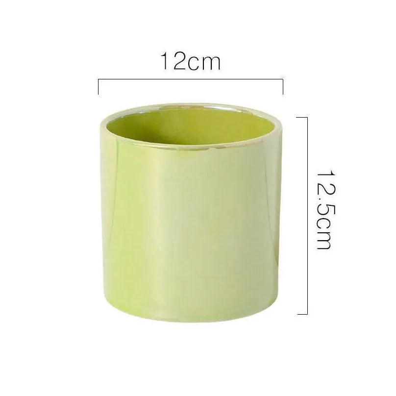 planters pots modern simple indoor flowerpot straight tube nordic cylindrical ceramics light luxury golden flowers green roses potted