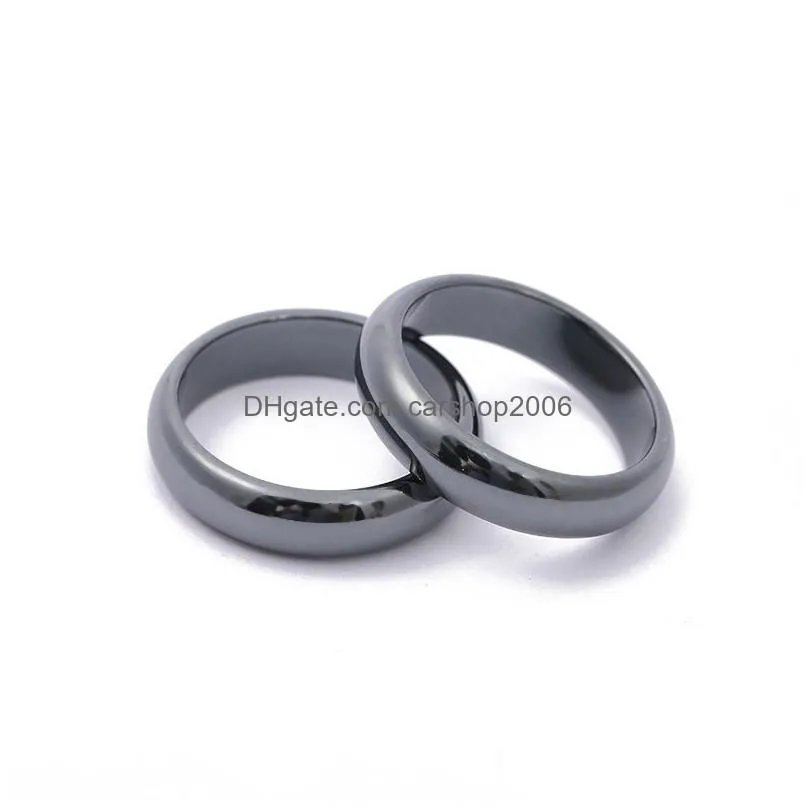 6mm high quality hematite rings not magnetic women party jewelry smooth cut face black friend gift anillos accessories