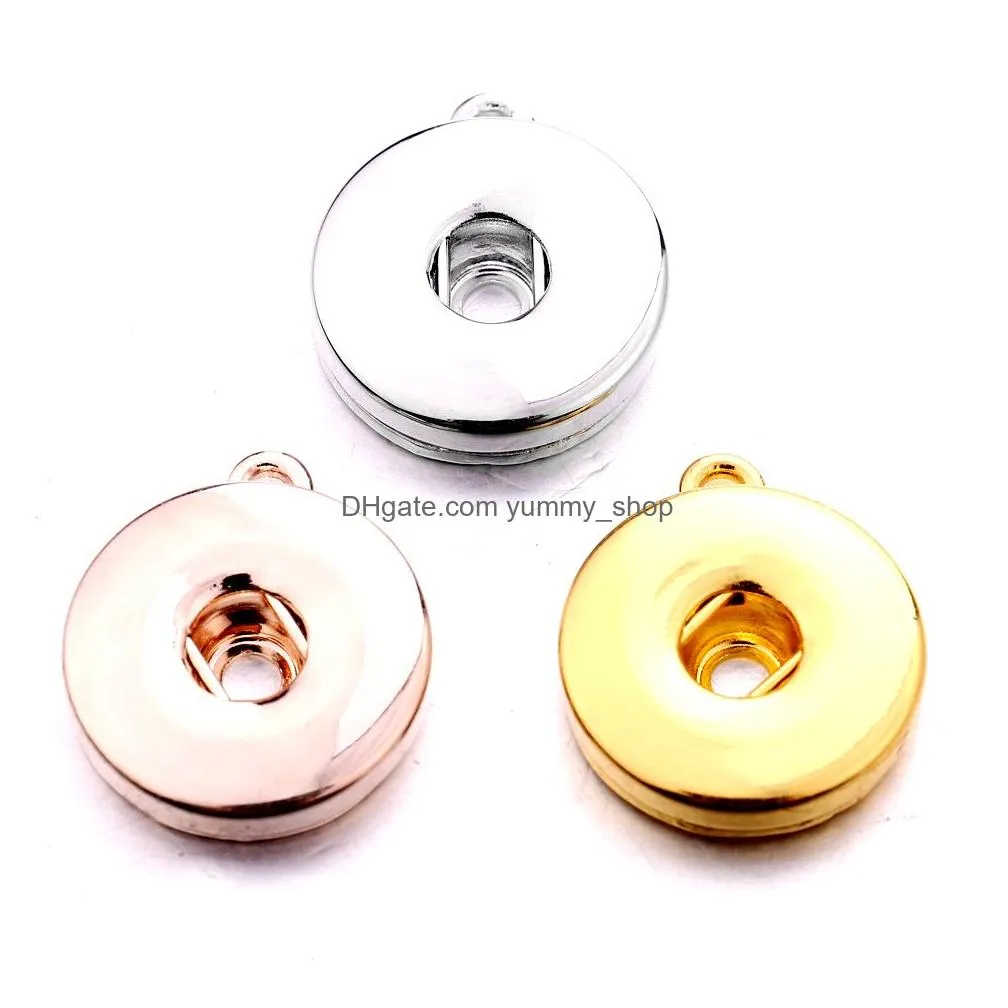 silver gold alloy 18mm ginger snap button base charms pendants for snaps bracelet earrings necklace diy jewelry accessory