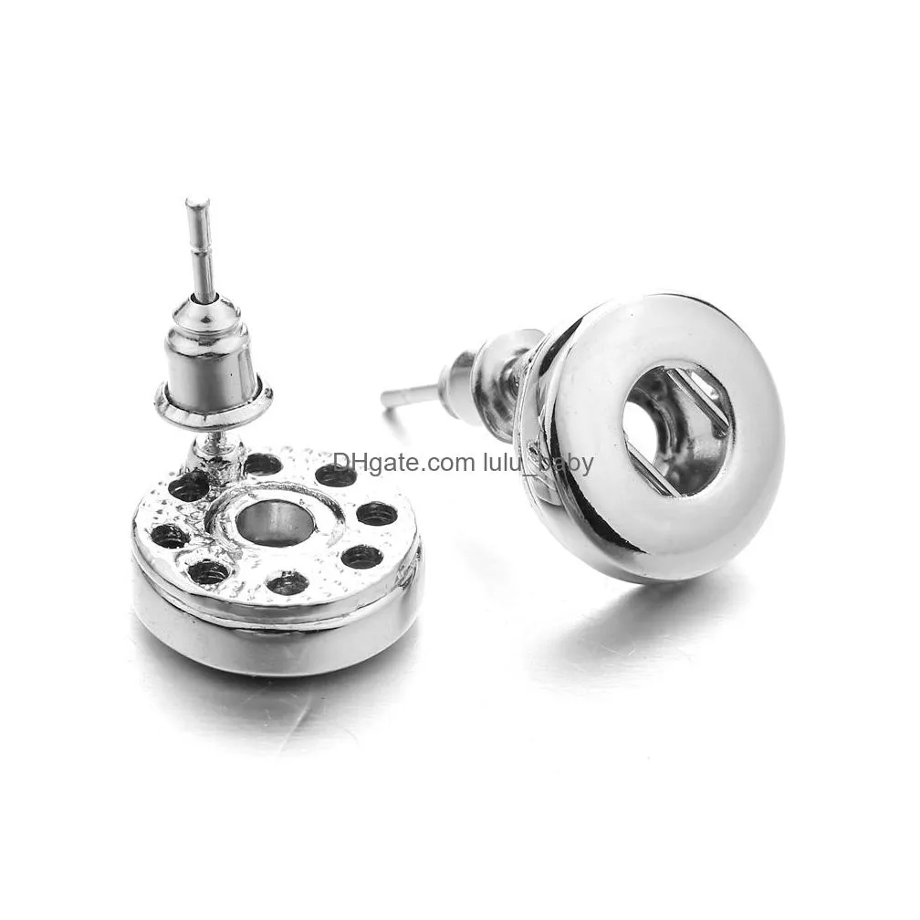 simple silver plated 12mm 18mm snap button stud earrings for women men snaps buttons jewelry