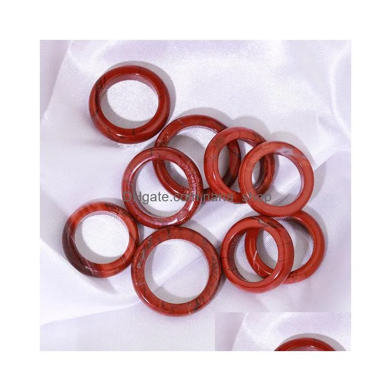 natural stone wide 6mm red jasper finger rings uni created circle reiki women jewelry gifts