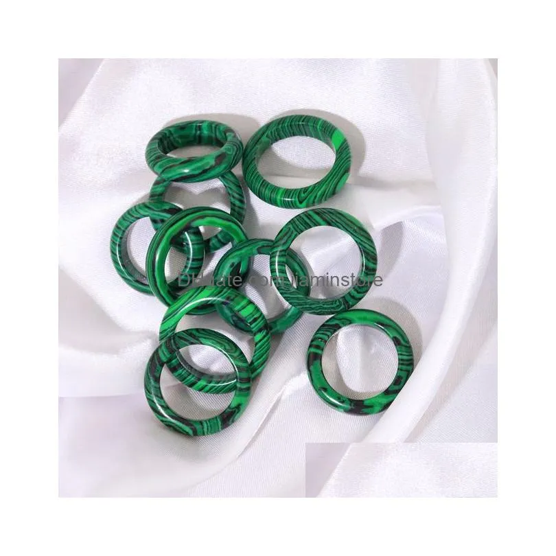 natural stone wide 6mm malachite finger rings uni circle reiki women jewelry gifts