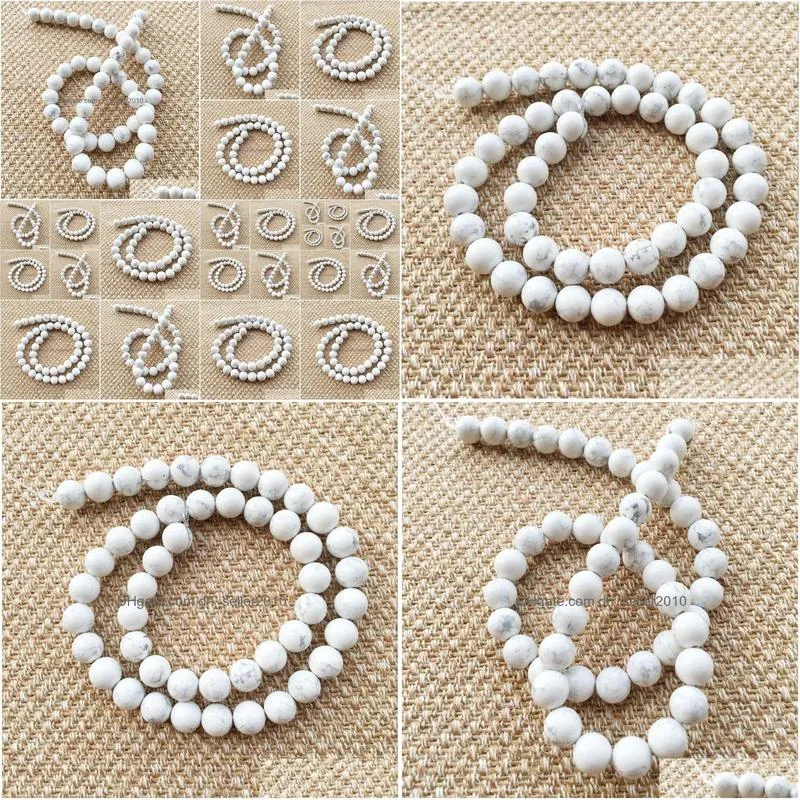 8mm natural stone white turquoise beads diy jewelry finding necklace earrings making