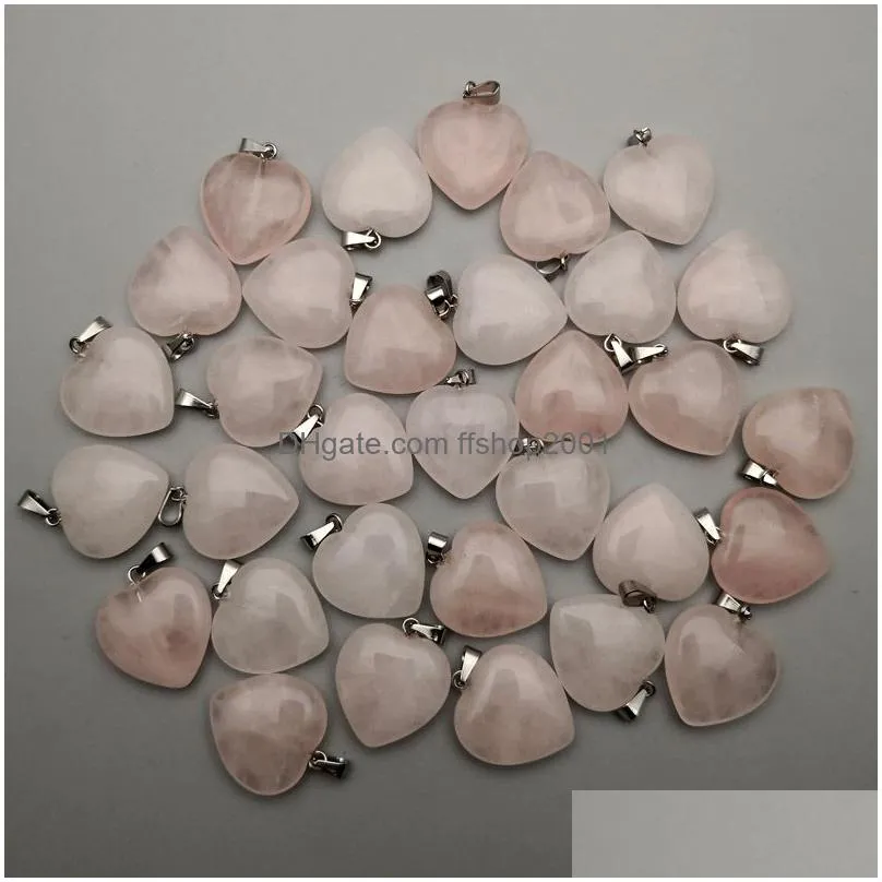 natural stone hexagonal pillar heart cross waterdrop shape charms rose quartz pendants for jewelry making diy necklace earrings