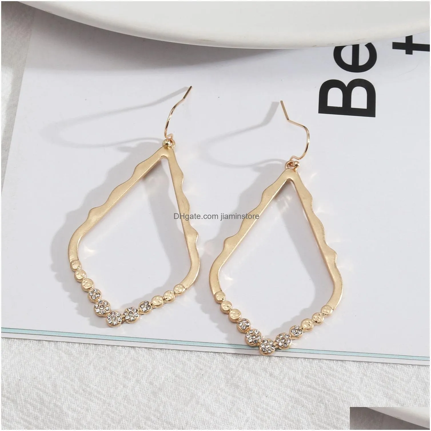 designer frame teardrop earrings for women fashion jewelry painting metal water drop hollow out earrings statement earrings