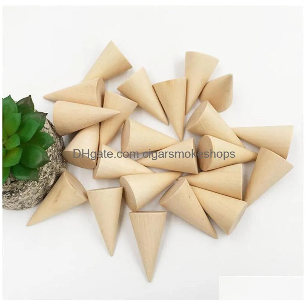 diy wood cone unpainted wooden cone shape ornamnet craft accessories jewlery display stand organizer holder rack showcase