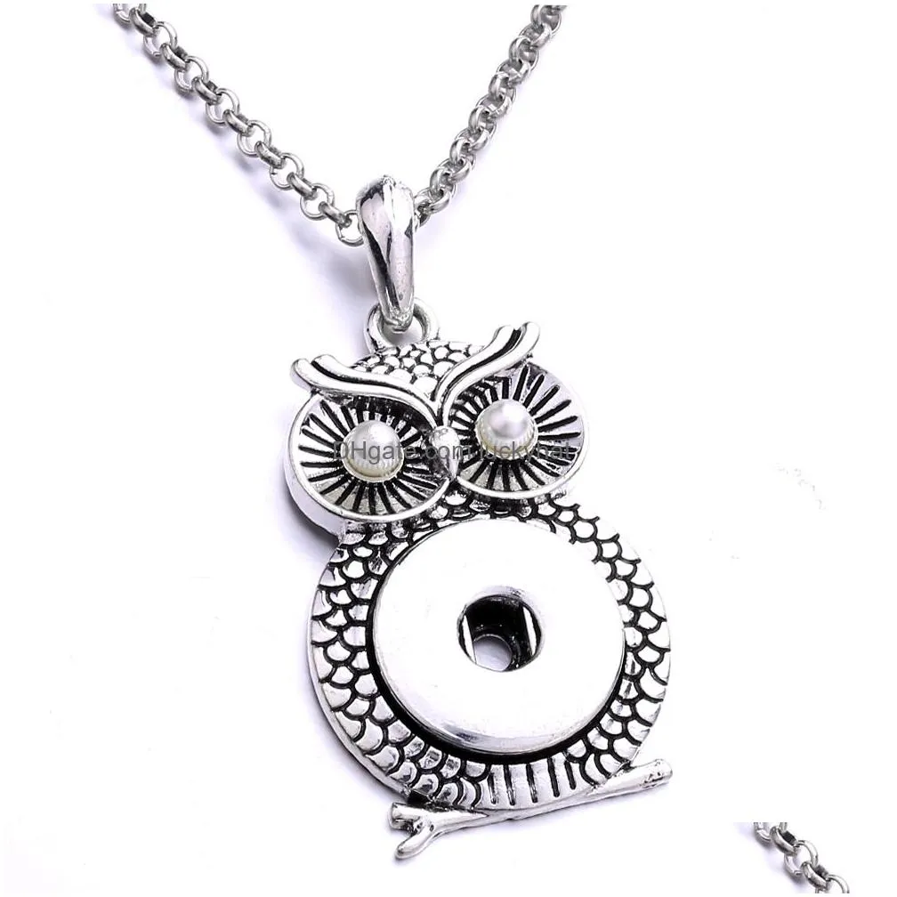 heart leaf owl snap button necklace 18mm ginger snaps buttons charms necklaces for women jewelry