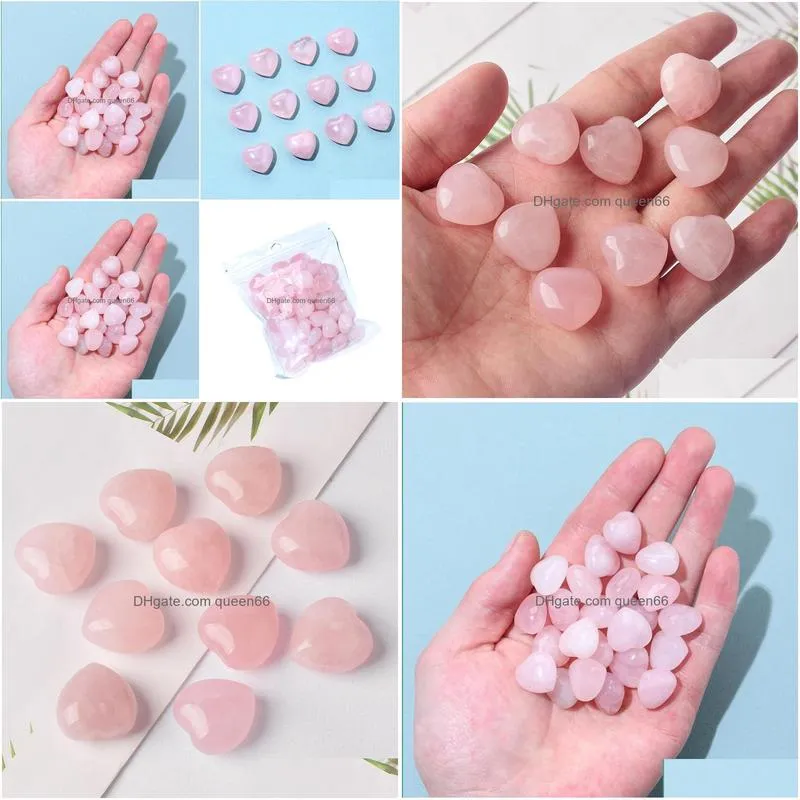 natural stone pink crystal 15mm heart shape ornaments quartz healing crystals energy reiki gem craft hand pieces living room