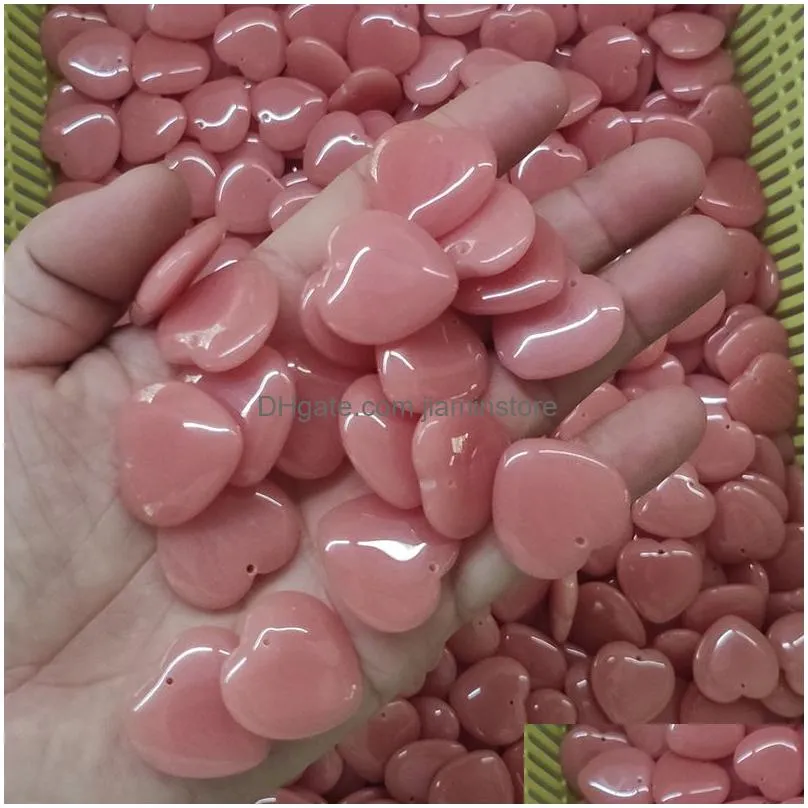 25mm heart shape luminous stone charms fluorescent chakra healing pendant glow in dark for necklace jewelry accessories