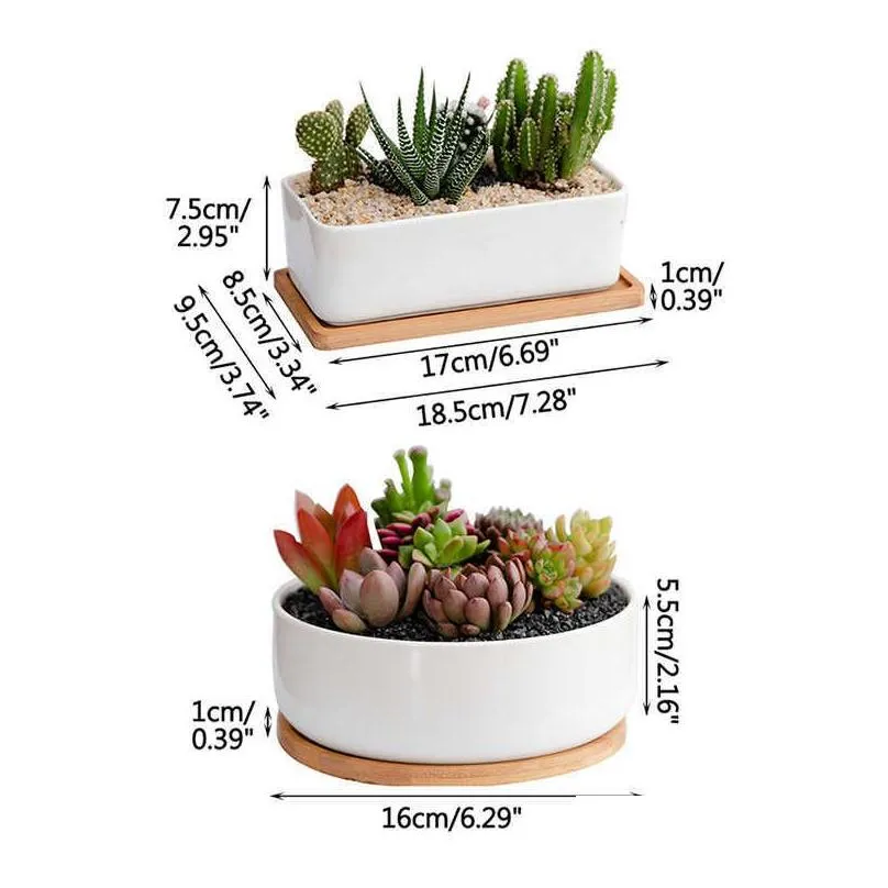 planters pots simple succulents white porcelain flower pots round rectangular refreshing ceramic pots balcony green planting home garden pot