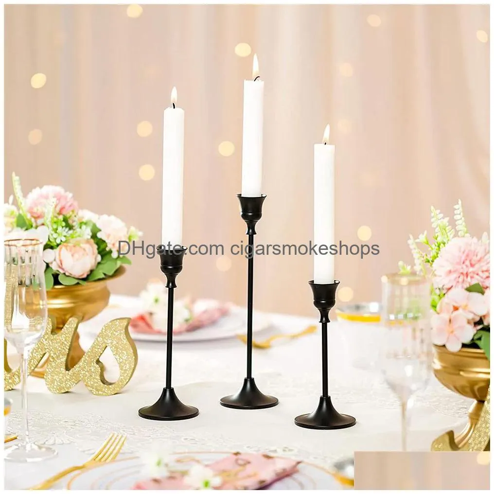 3pcs/set candlestick holders taper candles holder dining table decorative centerpiece for wedding party housewarming kdjk2301