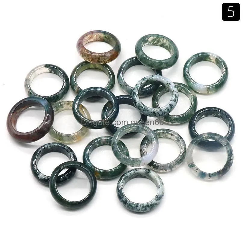 natural stone wide 6mm rings kallaite amethyst rose quartz crystal women ring party wedding