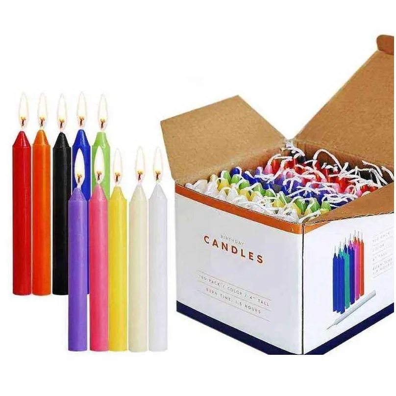 100piece taper candles unscented assorted colors mini candles for casting chimes rituals spells wax play vigil supplies more h1222