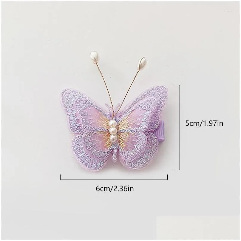 hair accessories childrens embroidered butterfly clip headdress cute princess exquisite little girl side baby bangs