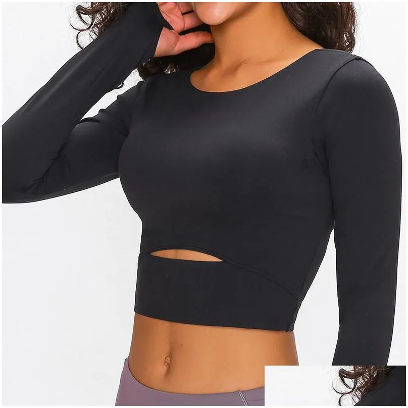 luyogasports lu-01 yoga sports bra women gym fitness clothes long-sleeved t-shirt padded half length running slim athletic workout top