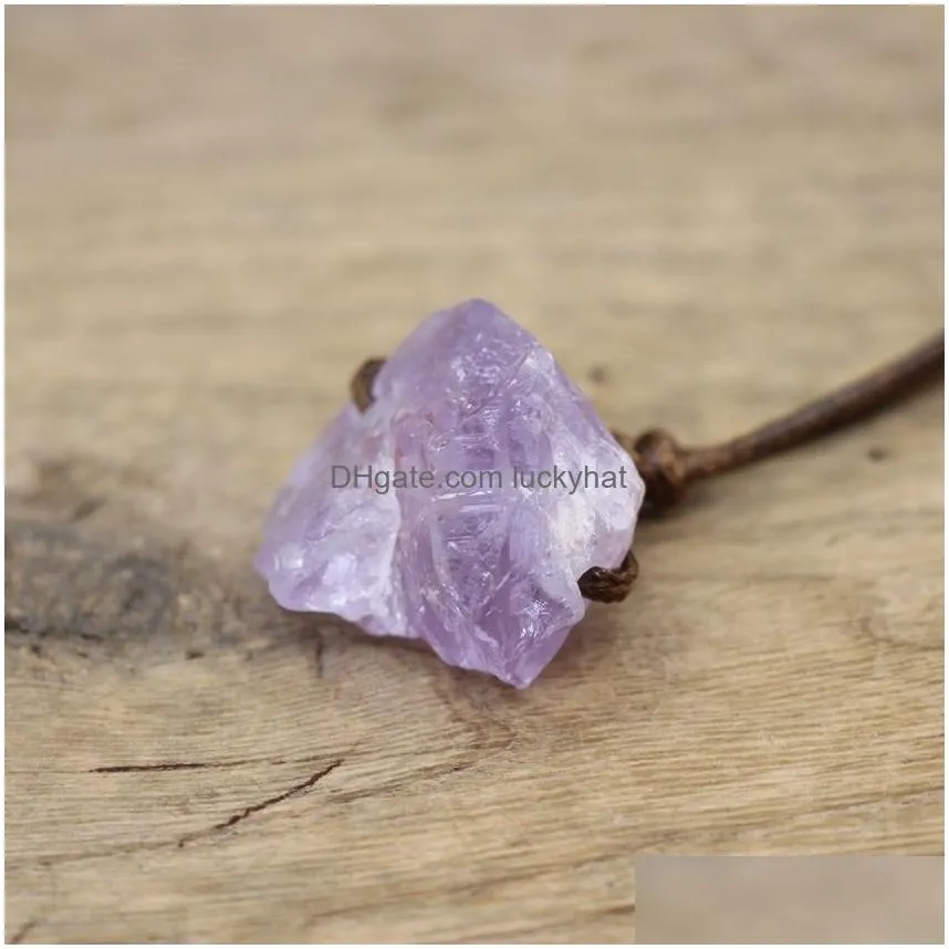healing reiki raw stone mineral pendants necklace natural crystal fluorite rose quartzs tourmaline agates apatite adjustable chain necklaces