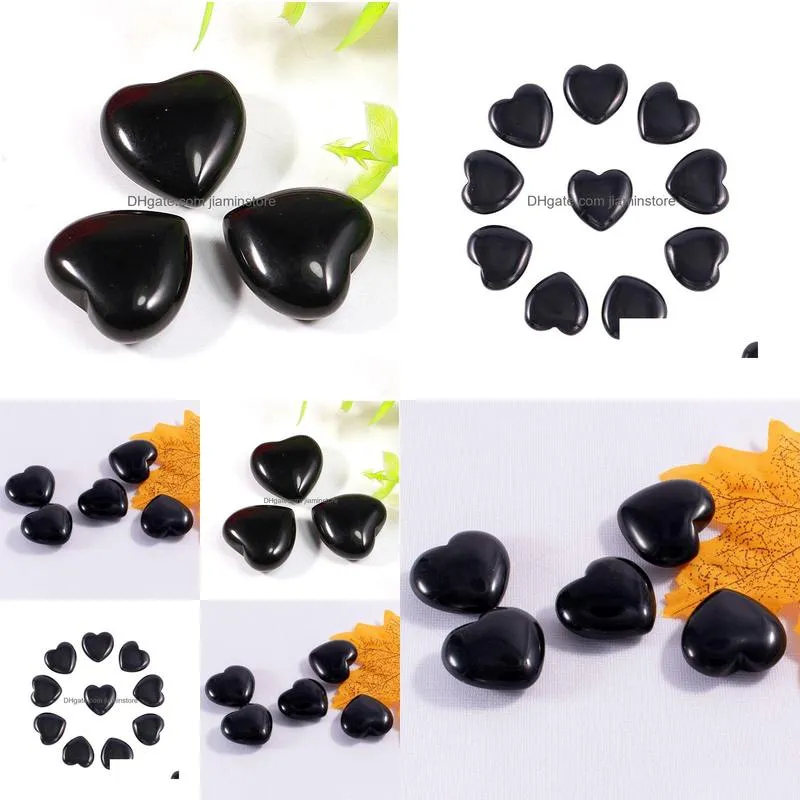 natural stone 25mm non-porous heart black onyx chakra healing stone guides meditation ornaments jewelry accessory