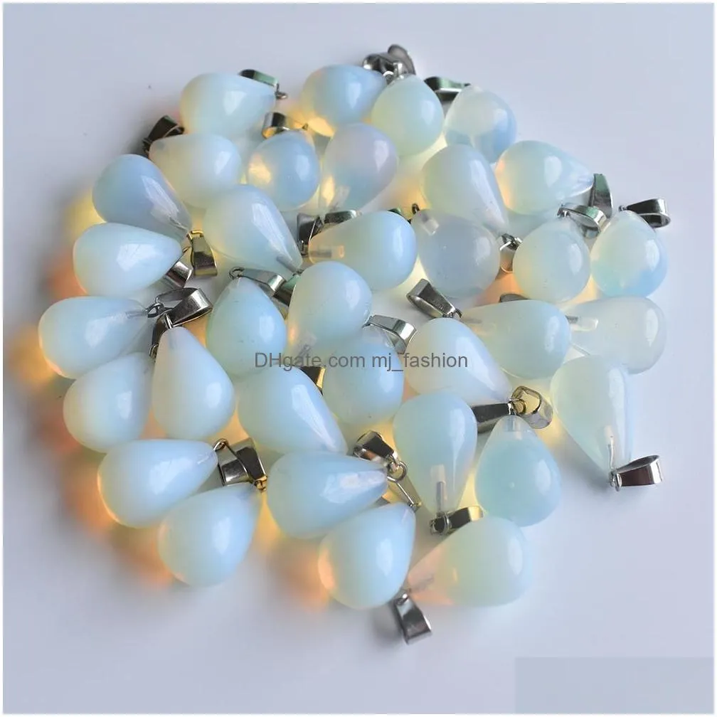 natural stone cross water drop heart opal healing pendants charms diy necklace jewelry accessories making