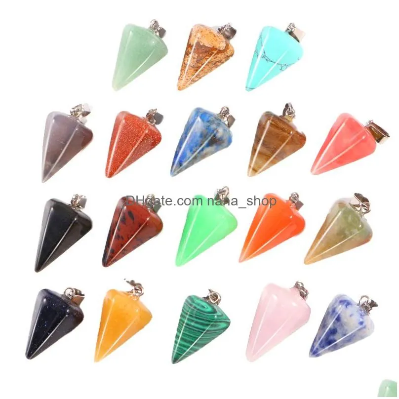 natural stone hexagonal pyramid charms rose quartz tigers eye opal pendants crystal pendants clear chakras gem stone fit earrings necklace making