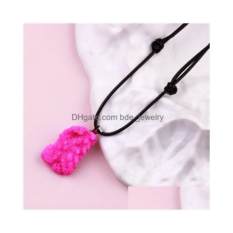 natural coral stone pendants irregular colourful sea coral pendant necklace adjustable chain necklaces men women jewelry gift