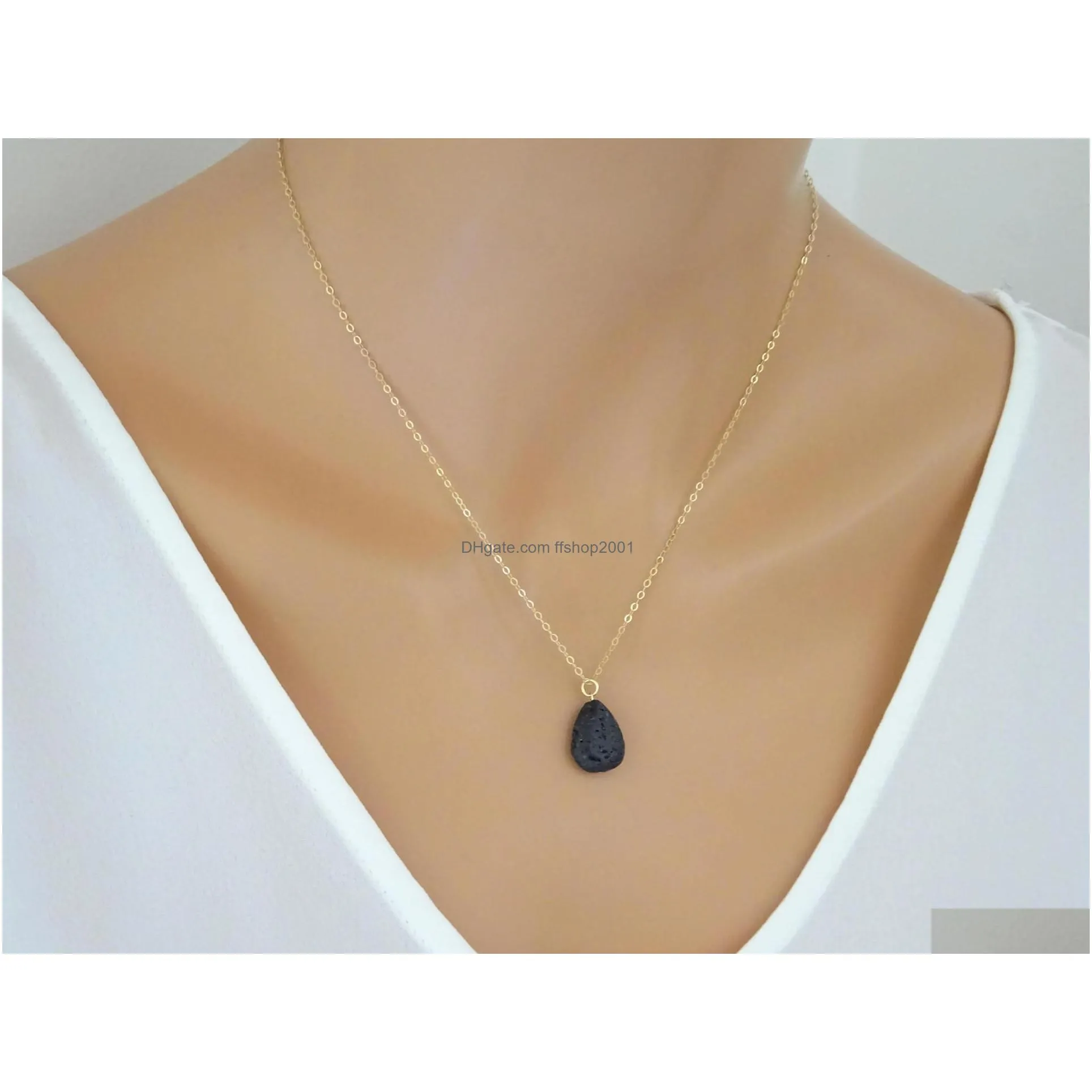 mixed styles silver gold plated lava stone necklace aromatherapy essential oil diffuser necklace for women jewelry
