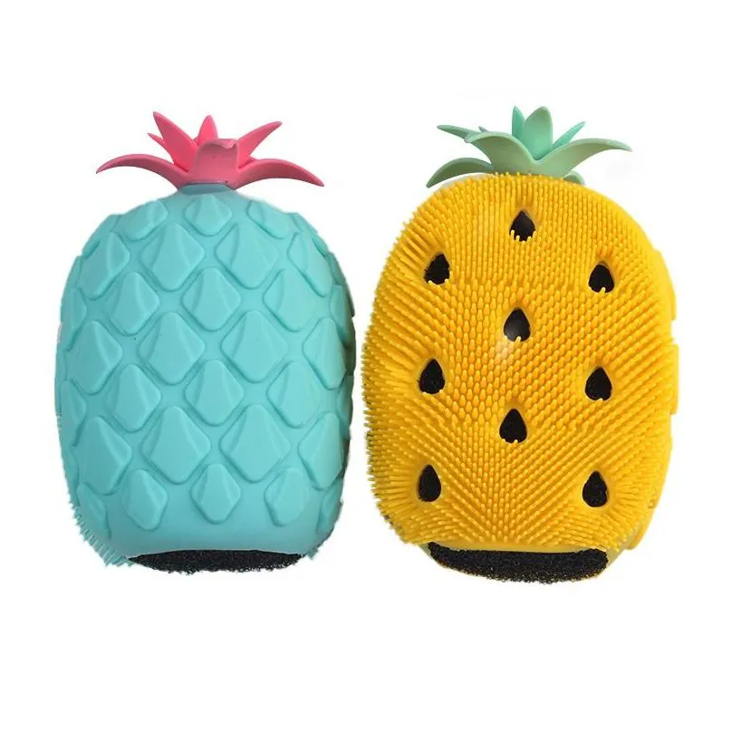 silicone shower brush pineapple massage bath brush baby soft shampoo brush sensory training touch brush