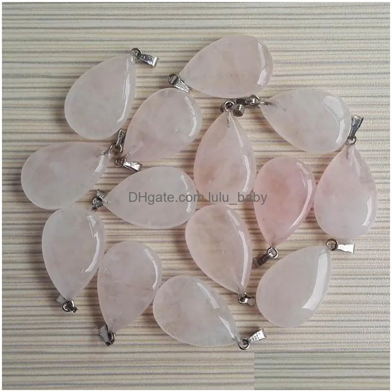 natural stone water drop rose quartz pendants pink crystal pendants clear chakras gem stone fit earrings necklace making assorted