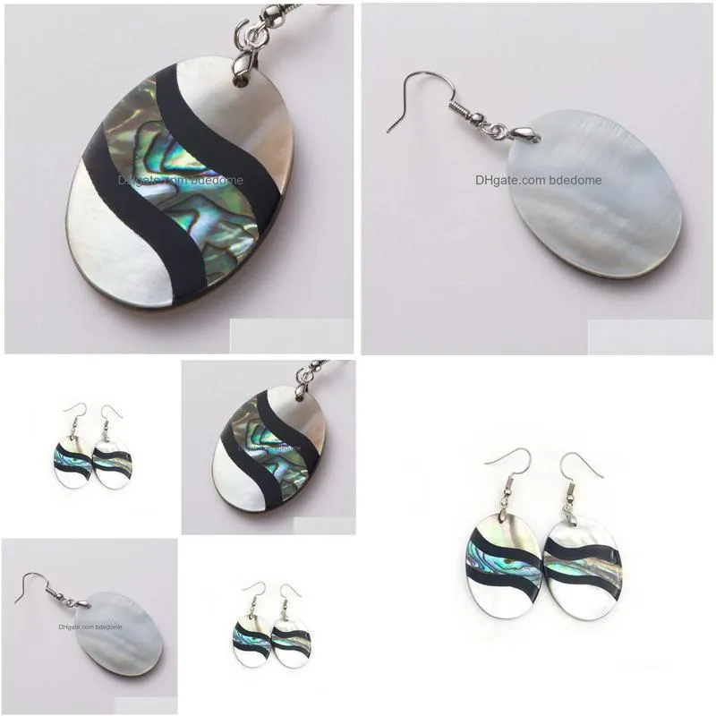 oval shape charm hook earring peacock green multi colors abalone shell women natural jewelry 5 pairs