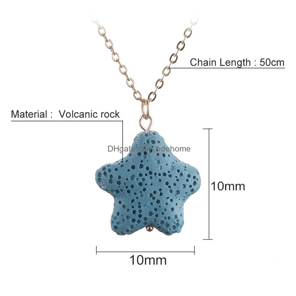 fashion gold plated star lava stone necklace aromatherapy essential oil diffuser necklace for women jewelry