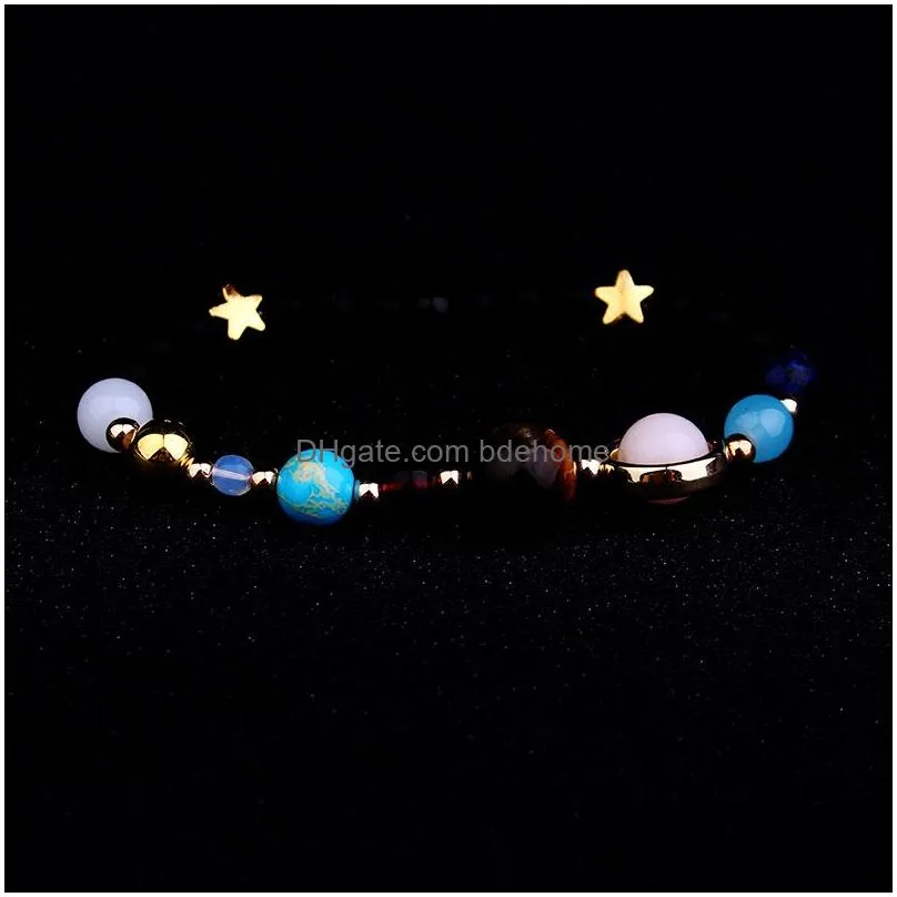 universe galaxy the eight planets in the solar system guardian star natural stone beads charm bracelet bangle for women men