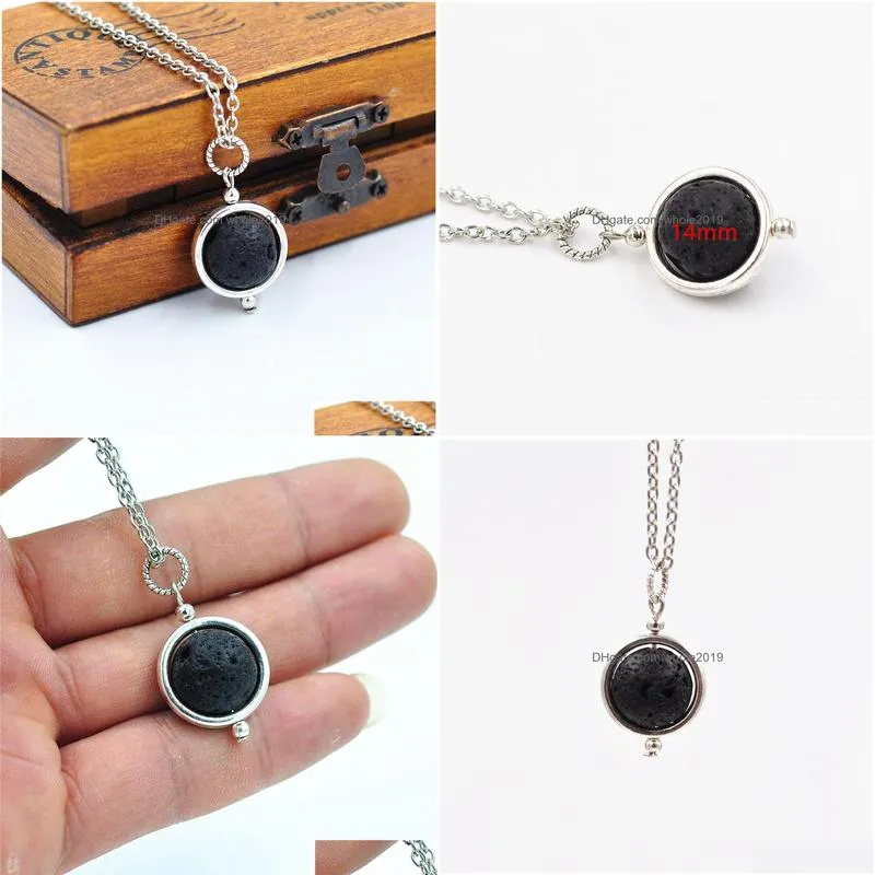 fashion 14mm lava stone bead necklace volcanic rock aromatherapy essential oil diffuser necklace for women jewelry