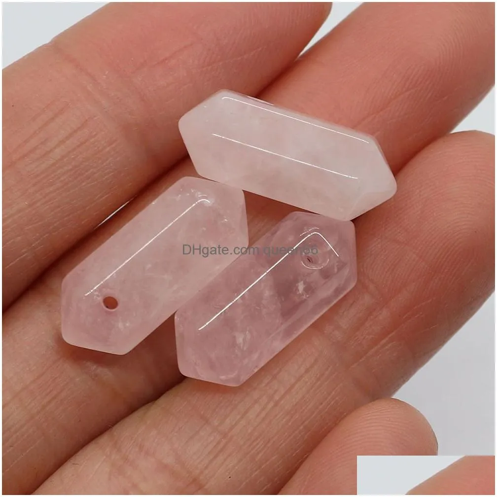 20pcs natural crystal stone 8x20mm pyramid charms rose quartz amethysts agates pendants diy jewelry making