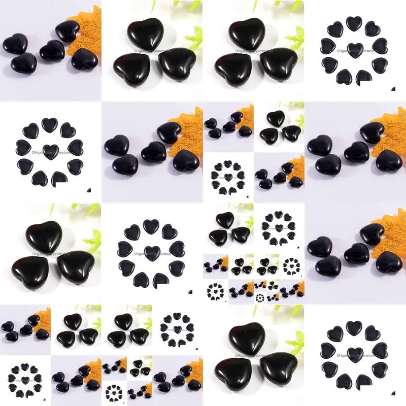 natural stone 25mm non-porous heart black onyx chakra healing stone guides meditation ornaments jewelry accessory