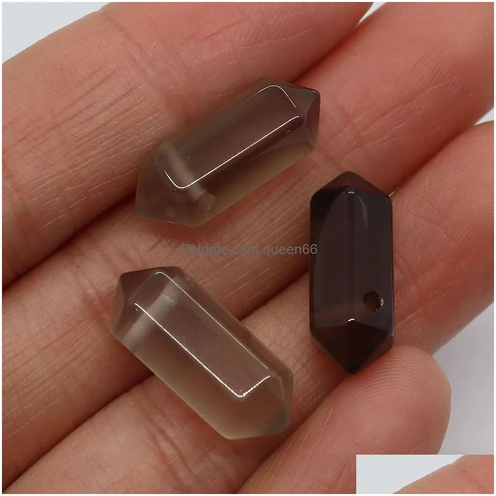 20pcs natural crystal stone 8x20mm pyramid charms rose quartz amethysts agates pendants diy jewelry making