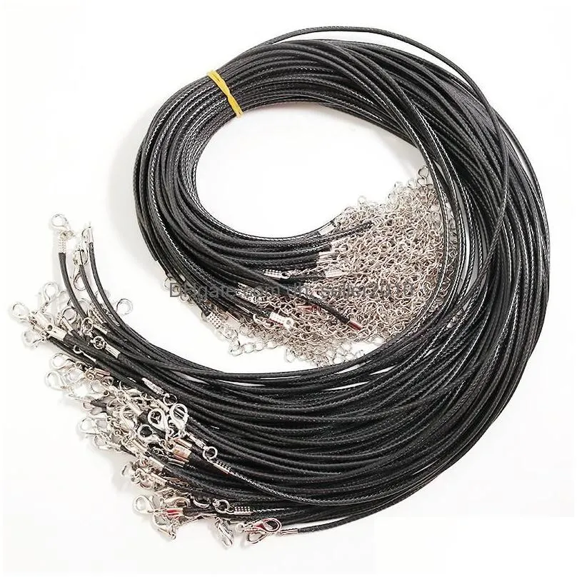 stainless steel silver link chain or pu leather necklaces women men necklace for diy jewelry making