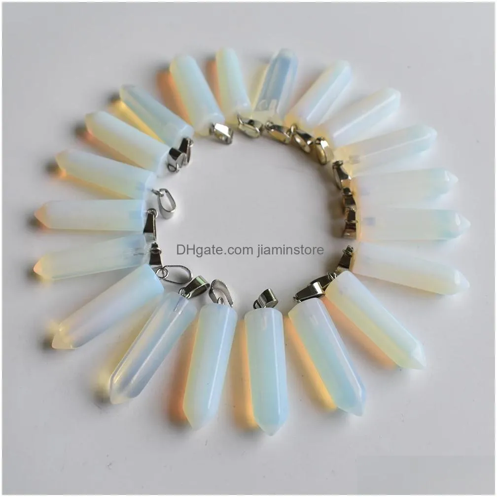 natural stone opal charms pillar pendants for jewelry necklace marking