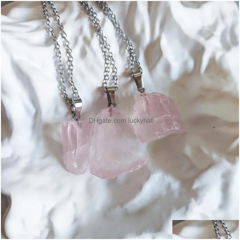 natural rose quartz crystal pendant necklace energy stone healing meditation yoga gift