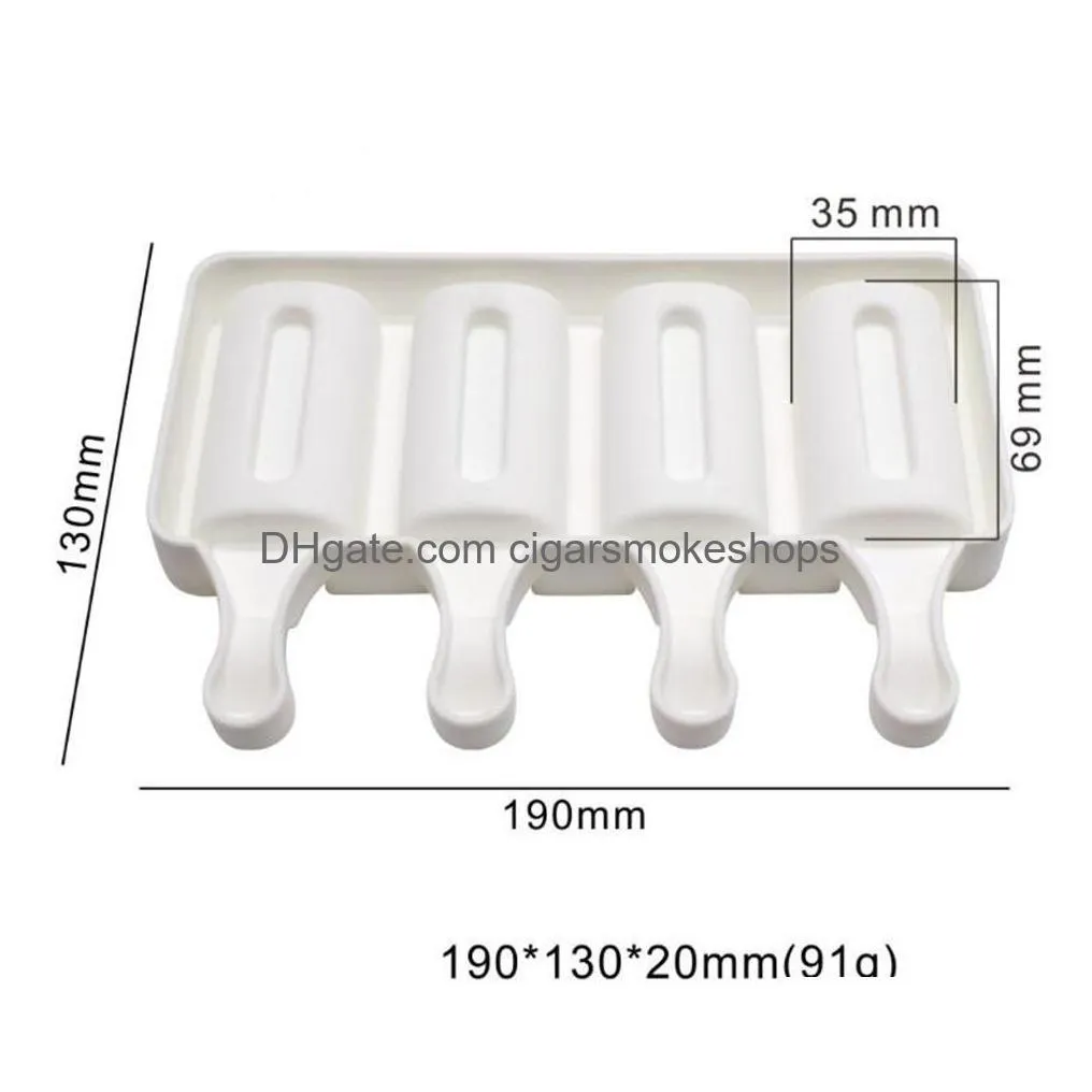 4 cells food grade silicone ice cream molds ice lolly moulds zer ice cream bar molds popsicle maker