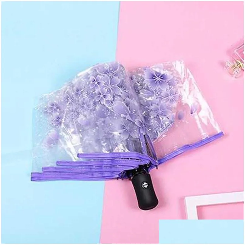 umbrellas transparent umbrellas automatic fold windproof auto windproof clear men women rain umbrella for travel r230705