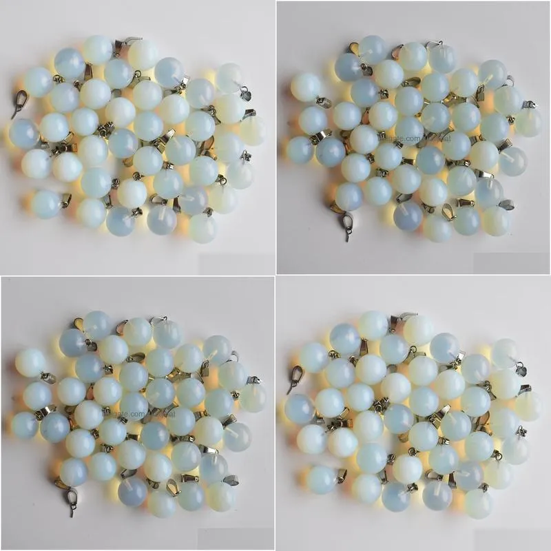 natural stone charms round ball pendant opal pendants chakras gem stone fit diy earrings necklace making assorted