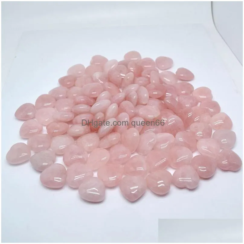 natural stone 25mm heart ornaments rose quartz crystal chakra hand handle pieces home decoration diy stone necklace accessories