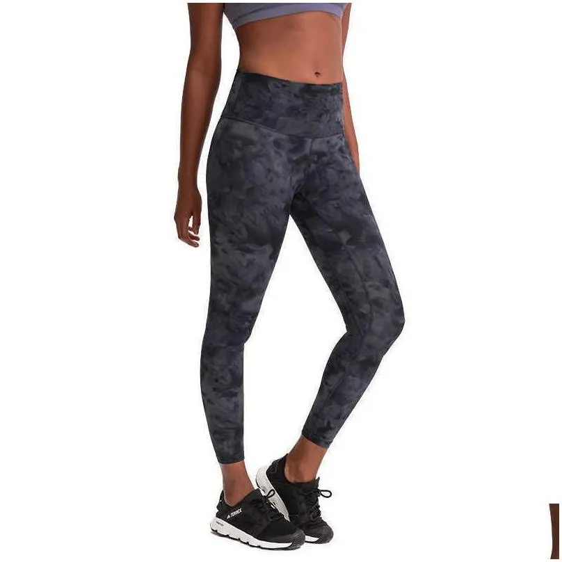 l 32 yoga leggings tie dye gym clothes women high waist running fitness sports full length pants trouses workout capris leggins