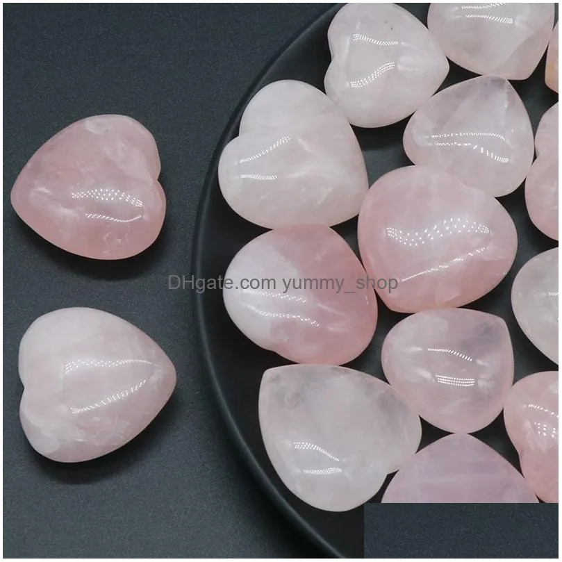 natural stone heart 25mm 30mm rose quartz yoga meditation energy stone bead for chakra healing decoration