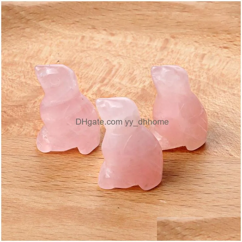 natural stone carving 1 inch lovely bird crafts ornaments rose quartz crystal healing agate animal decoration