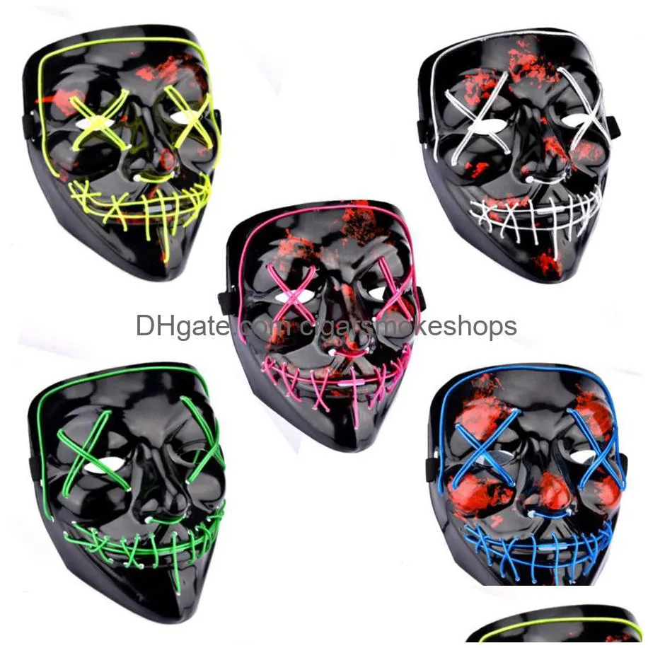 led scary halloween masks glow scary light up cosplay rave mask for festival party parties costume cold light phjk1909
