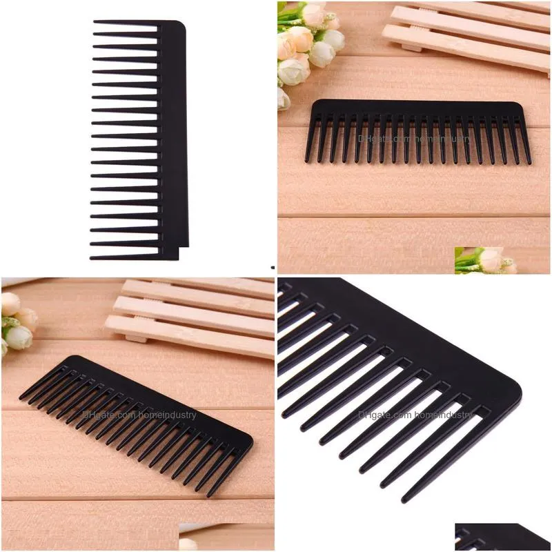 hair brushes black plastic wide teeth comb wavy hair styling detangling