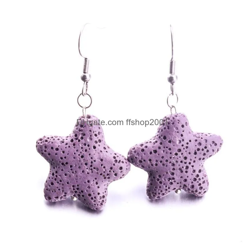 11colors starfish lava stone earrings diy aromatherapy  oil diffuser dangle earings jewelry for women