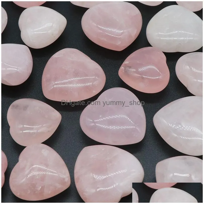 natural stone heart 25mm 30mm rose quartz yoga meditation energy stone bead for chakra healing decoration