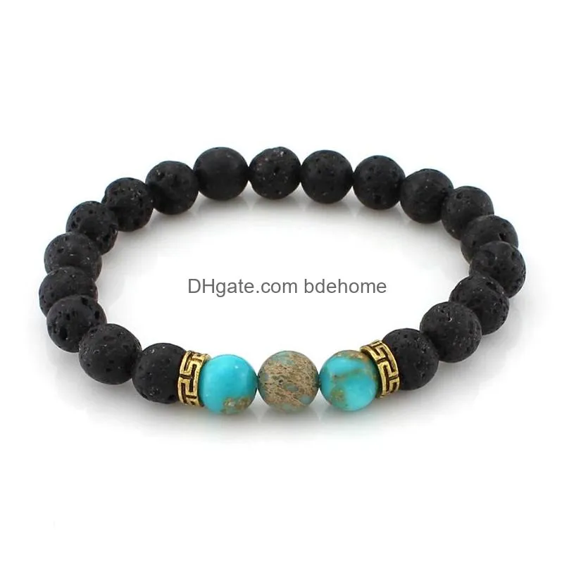 fashion natural black lava stone bracelet chakra lava bead aromatherapy essential oil diffuser bracelet for women men